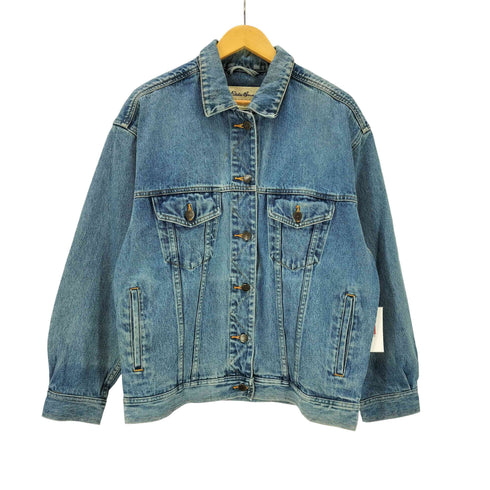 エディーバウアー Eddie Bauer 90S 白タグ サイド ポケット オーバーサイズ デニム トラッカー ジャケット レディース import:M