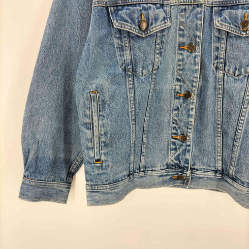 エディーバウアー Eddie Bauer 90S 白タグ サイド ポケット オーバーサイズ デニム トラッカー ジャケット レディース import:M