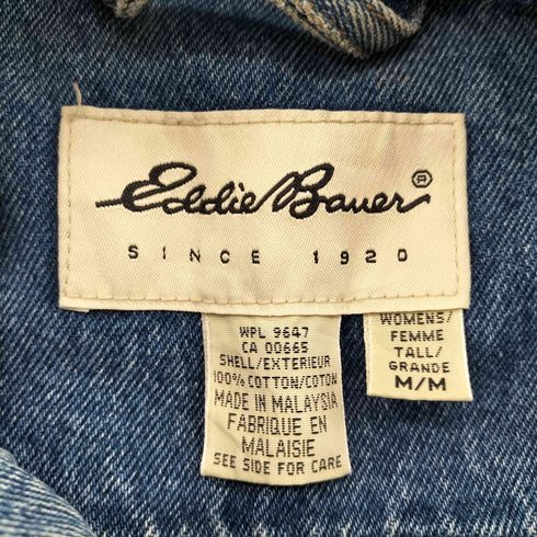 エディーバウアー Eddie Bauer 90S 白タグ サイド ポケット オーバーサイズ デニム トラッカー ジャケット レディース import:M