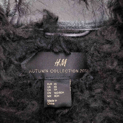 エイチアンドエム H&M 裏地ボア 斜めジップ リアルレザー ベスト レディース US XS