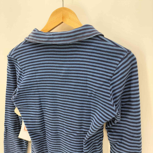 ラルフローレン RALPH LAUREN 00S ボーダー リブ編み レースアップ カットソー Y2K レディース import:M