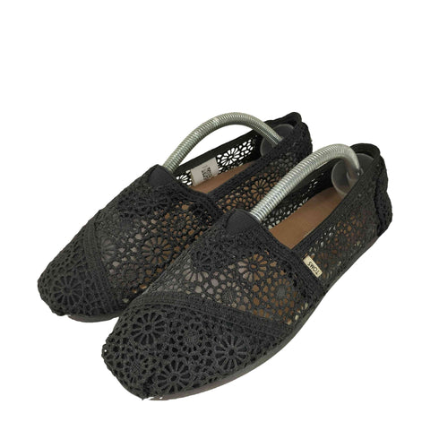 トムス TOMS Classic Black Moroccan Crochet クラシック ブラック モロッカン クロシェ フラワーレース シューズ レディース US:6.5