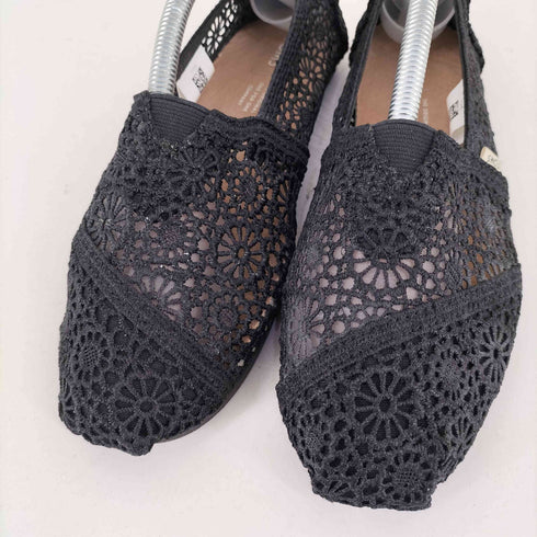 トムス TOMS Classic Black Moroccan Crochet クラシック ブラック モロッカン クロシェ フラワーレース シューズ レディース US:6.5