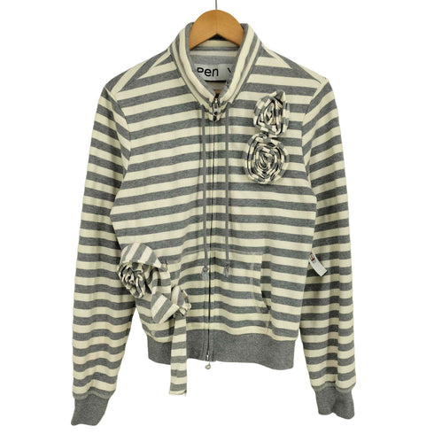 オープンワイワイ OPEN YY APPLIQUE ZIPUP JACKET アップリケ ジップアップ スウェットシャツ レディース L