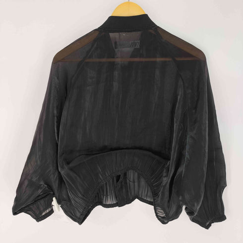 ザラ ZARA ドルマン スリーブ サテン シアー MA-1 フライト ボンバー ジャケット レディース import:M