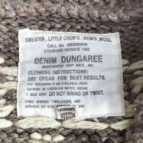 デニムダンガリー DENIM DUNGAREE フラワーモチーフ ノルディック柄 ショールカラー カウチン ニット ベスト レディース JPN:L