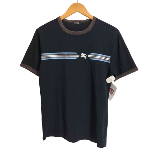 バーバリーブラックレーベル BURBERRY BLACK LABEL フロントプリント 半袖リンガーTシャツ メンズ JPN:2