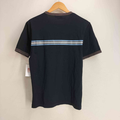 バーバリーブラックレーベル BURBERRY BLACK LABEL フロントプリント 半袖リンガーTシャツ メンズ JPN:2