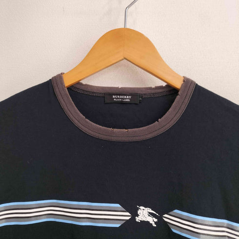 バーバリーブラックレーベル BURBERRY BLACK LABEL フロントプリント 半袖リンガーTシャツ メンズ JPN:2