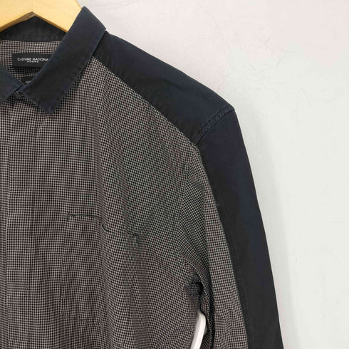コスチュームナショナル CoSTUME NATIONAL SLIM FIT チェック 切替 レギュラーカラーシャツ メンズ 46