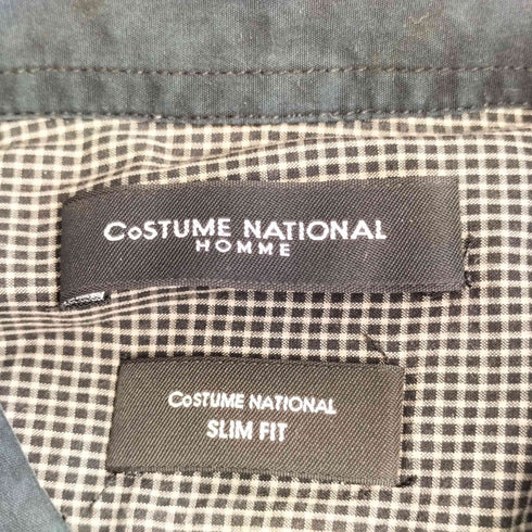 コスチュームナショナル CoSTUME NATIONAL SLIM FIT チェック 切替 レギュラーカラーシャツ メンズ 46