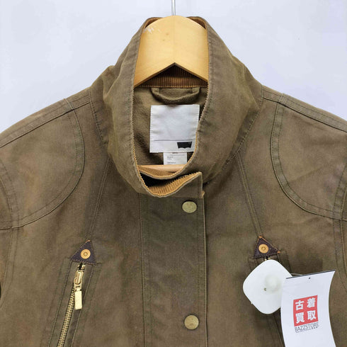リーバイス Levis 襟コーデュロイ ベルト付き エルボーパッチ 八の字ジップ スタンドカラー オイルドジャケット レディース import:S
