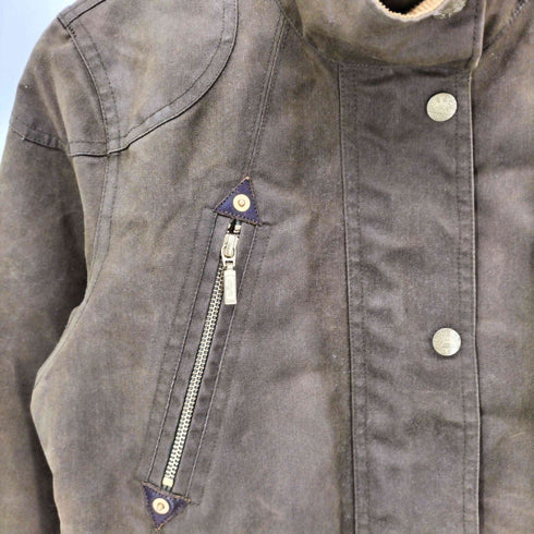 リーバイス Levis 襟コーデュロイ ベルト付き エルボーパッチ 八の字ジップ スタンドカラー オイルドジャケット レディース import:S