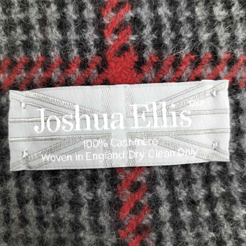 Joshua Ellis 英国製 千鳥格子 カシミヤ100 フリンジマフラー レディース