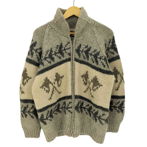 YELLOW LAND ウール バックウォーボンネット柄 ジップアップニット カウチン メンズ import:L