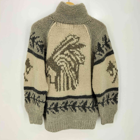 YELLOW LAND ウール バックウォーボンネット柄 ジップアップニット カウチン メンズ import:L