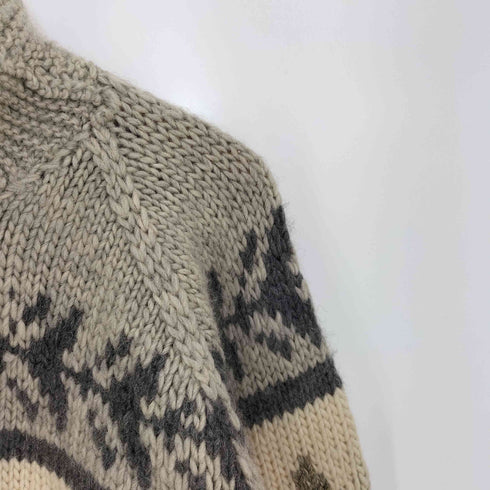 YELLOW LAND ウール バックウォーボンネット柄 ジップアップニット カウチン メンズ import:L