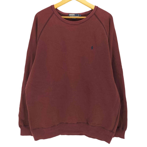ポロバイラルフローレン Polo by RALPH LAUREN 90s ポニー刺繍 裏起毛 アクリル混 コットン ラグラン クルーネックスウェット メンズ import:L