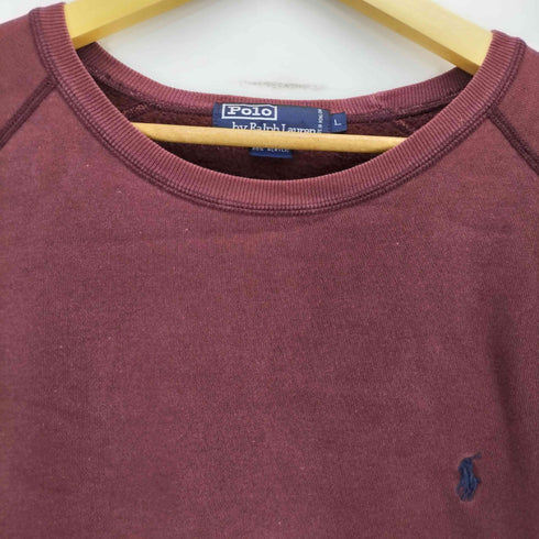 ポロバイラルフローレン Polo by RALPH LAUREN 90s ポニー刺繍 裏起毛 アクリル混 コットン ラグラン クルーネックスウェット メンズ import:L