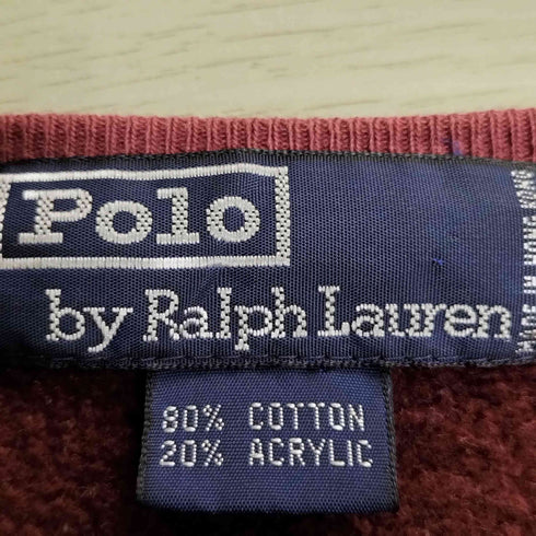 ポロバイラルフローレン Polo by RALPH LAUREN 90s ポニー刺繍 裏起毛 アクリル混 コットン ラグラン クルーネックスウェット メンズ import:L