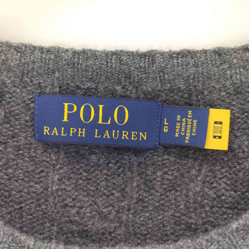 ポロラルフローレン POLO RALPH LAUREN カシミヤ混 ポニー刺繍 クルーネックケーブルニット メンズ import:L