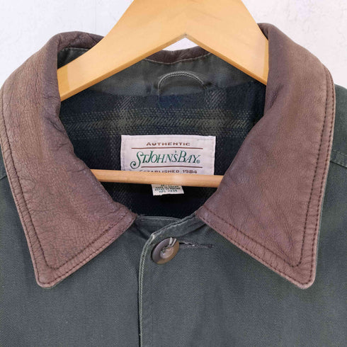 セントジョンズベイ STJOHNS BAY 90s マカオ製 襟レザー ハンティング ジャケット メンズ M