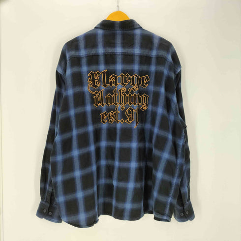 エクストララージ XLARGE OLD ENGLISH L/S FLANNEL SHIRT オールド イングリッシュ 長袖 フランネル シャツ ネルシャツ 刺繍 チェック メンズ JPN:XL