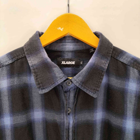エクストララージ XLARGE OLD ENGLISH L/S FLANNEL SHIRT オールド イングリッシュ 長袖 フランネル シャツ ネルシャツ 刺繍 チェック メンズ JPN:XL