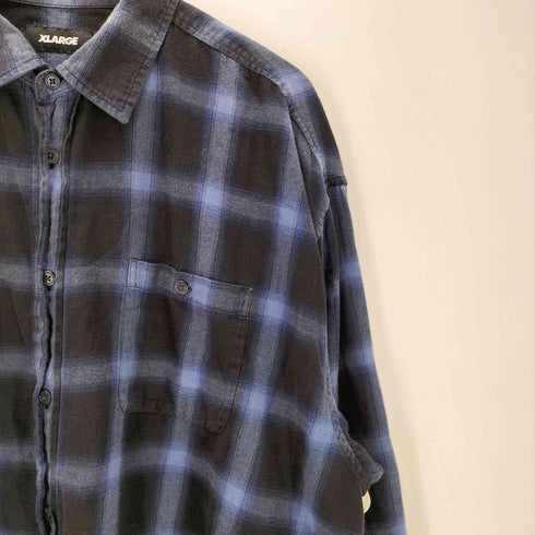 エクストララージ XLARGE OLD ENGLISH L/S FLANNEL SHIRT オールド イングリッシュ 長袖 フランネル シャツ ネルシャツ 刺繍 チェック メンズ JPN:XL