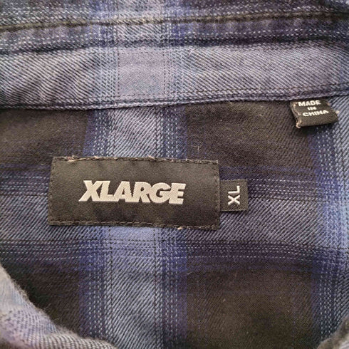 エクストララージ XLARGE OLD ENGLISH L/S FLANNEL SHIRT オールド イングリッシュ 長袖 フランネル シャツ ネルシャツ 刺繍 チェック メンズ JPN:XL