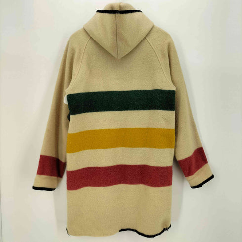 ウールリッチ WOOLRICH 70s USA製 白タグ ラスタカラー ボーダー 比翼ダブルジップ メルトン フーディ ブランケットコート メンズ import:S