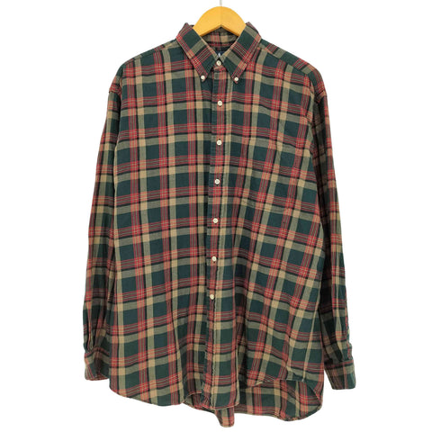 ラルフローレン RALPH LAUREN 90s タータンチェック BLAIRE ポニー無し 長袖ボタンダウンシャツ メンズ import:L
