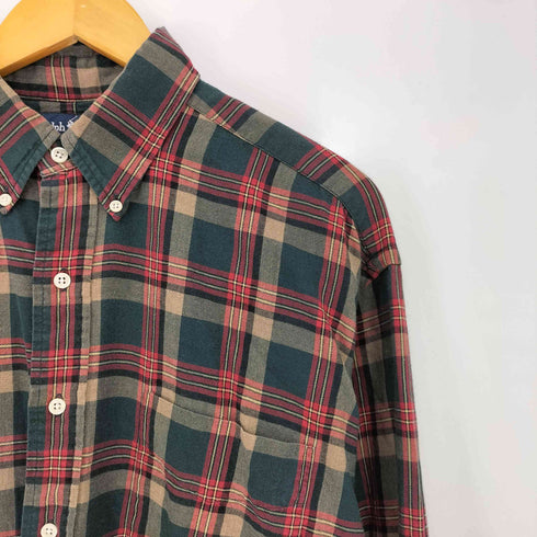 ラルフローレン RALPH LAUREN 90s タータンチェック BLAIRE ポニー無し 長袖ボタンダウンシャツ メンズ import:L