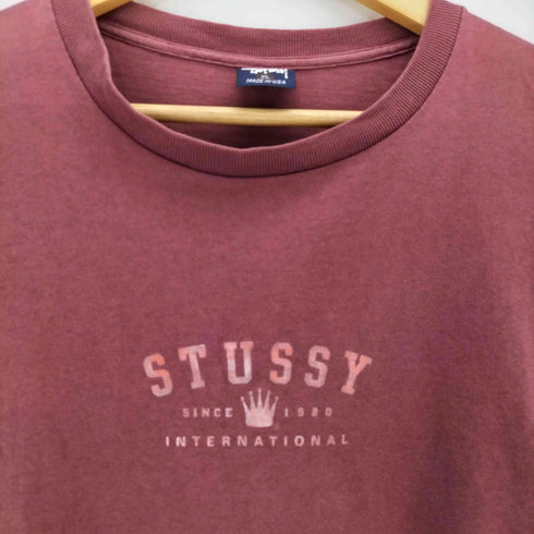 ステューシー Stussy 90S USA製 紺タグ 袖裾シングル ロゴプリント クルーネックTシャツ メンズ import:XL