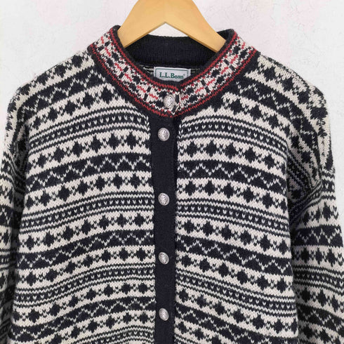 エルエルビーン L.L.Bean 90S USA製 ウール ナイロン ノルディック フェアアイル柄 チロリアン カーディガン レディース L
