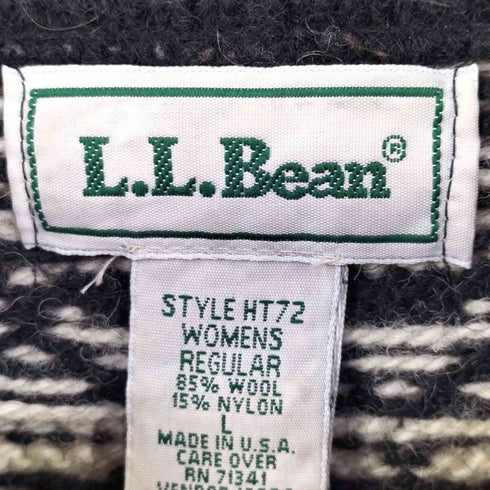 エルエルビーン L.L.Bean 90S USA製 ウール ナイロン ノルディック フェアアイル柄 チロリアン カーディガン レディース L