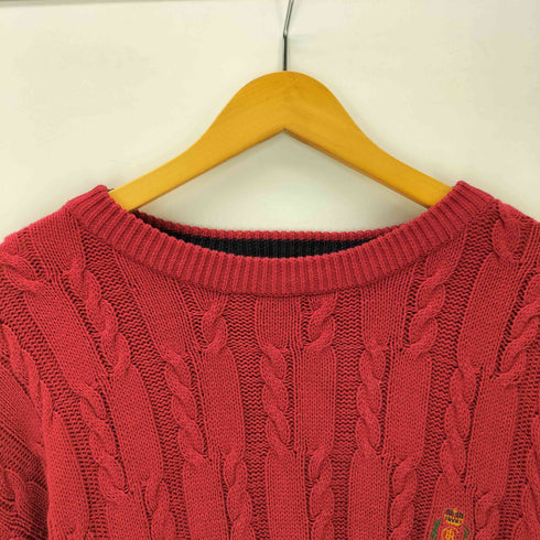 チャップスラルフローレン CHAPS RALPH LAUREN 90S OLD 初期 RL エンブレム ロゴ 刺繍 ケーブル編み コットン ニット セーター メンズ import:L