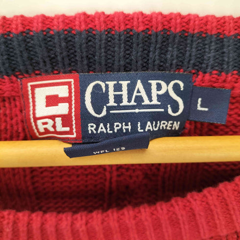 チャップスラルフローレン CHAPS RALPH LAUREN 90S OLD 初期 RL エンブレム ロゴ 刺繍 ケーブル編み コットン ニット セーター メンズ import:L
