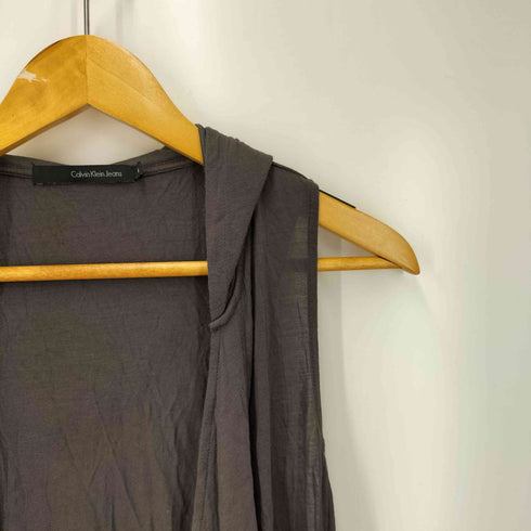 カルバンクラインジーンズ Calvin Klein Jeans レーヨン ノースリーブ ボーダー 切り替え フーディ Y2K メンズ import:M