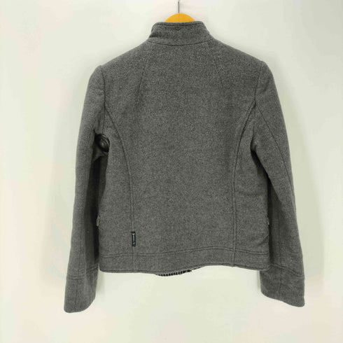 アルマーニジーンズ ARMANI JEANS 90-00S OLD MADE IN ITALY NAPOLEON イタリア製 裏地千鳥格子 ナポレオン ウール クロップド ダブル ライダース ジャケット Y2K レディース EUR:40