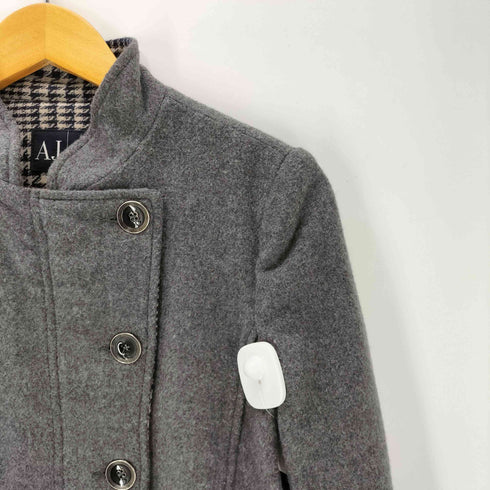 アルマーニジーンズ ARMANI JEANS 90-00S OLD MADE IN ITALY NAPOLEON イタリア製 裏地千鳥格子 ナポレオン ウール クロップド ダブル ライダース ジャケット Y2K レディース EUR:40