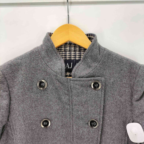 アルマーニジーンズ ARMANI JEANS 90-00S OLD MADE IN ITALY NAPOLEON イタリア製 裏地千鳥格子 ナポレオン ウール クロップド ダブル ライダース ジャケット Y2K レディース EUR:40