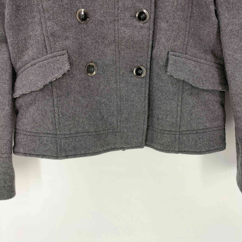 アルマーニジーンズ ARMANI JEANS 90-00S OLD MADE IN ITALY NAPOLEON イタリア製 裏地千鳥格子 ナポレオン ウール クロップド ダブル ライダース ジャケット Y2K レディース EUR:40