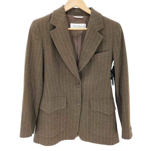 マックスマーラ MAX MARA MADE IN ITALY virgin wool 100% イタリア製 白タグ ストライプ バージン ウール テーラード ジャケット レディース EUR:40