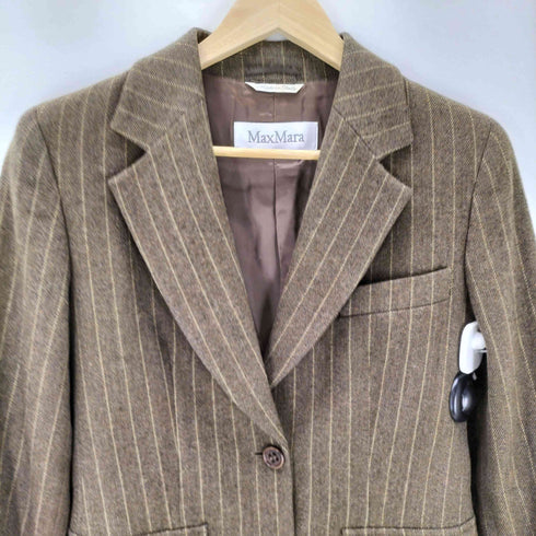 マックスマーラ MAX MARA MADE IN ITALY virgin wool 100% イタリア製 白タグ ストライプ バージン ウール テーラード ジャケット レディース EUR:40