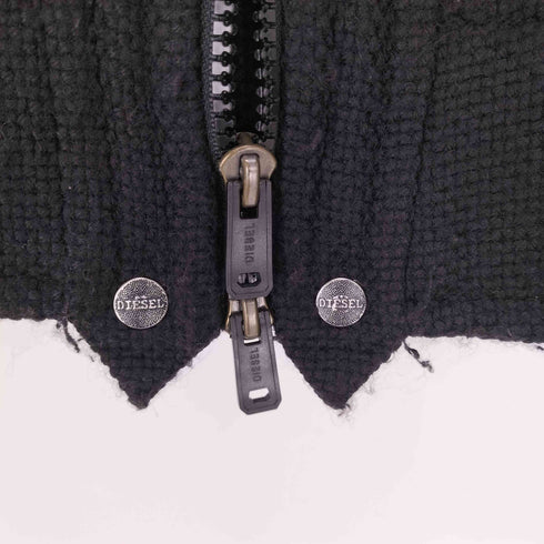 ディーゼル DIESEL 90-00S OLD 裏地 キルティング 立体 パターン ダブル ジップ ギミック ウール ブルゾン ジャケット ブラック Y2K Archive アーカイブ メンズ import:S