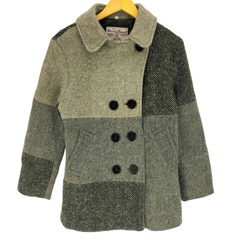 ハリスツイード Harris Tweed ウール ヘリンボーン パッチワーク ダブル Pコート メンズ import:S
