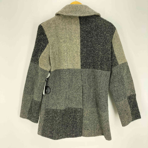 ハリスツイード Harris Tweed ウール ヘリンボーン パッチワーク ダブル Pコート メンズ import:S