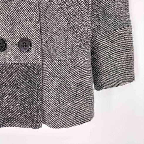 ハリスツイード Harris Tweed ウール ヘリンボーン パッチワーク ダブル Pコート メンズ import:S