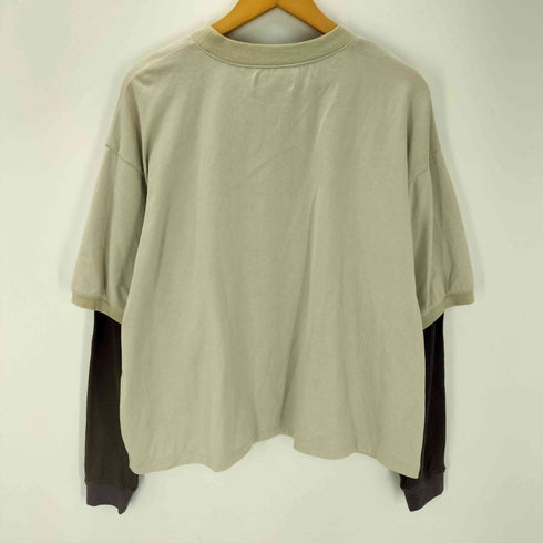 killremote キルリモート 200205 レイヤード スリーブ プリント ボックス Tシャツ ワッフル サーマル カットソー レディース ONE SIZE